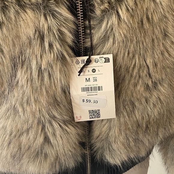 Bershka Women's Teddy Jacket - Cream and Black - Picture 2 of 6